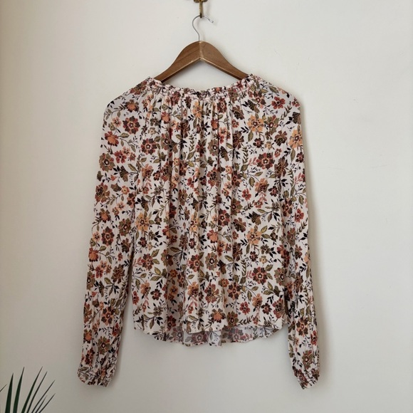 Faherty Emery Floral Print Gauze Peasant Blouse XS - Picture 5 of 8